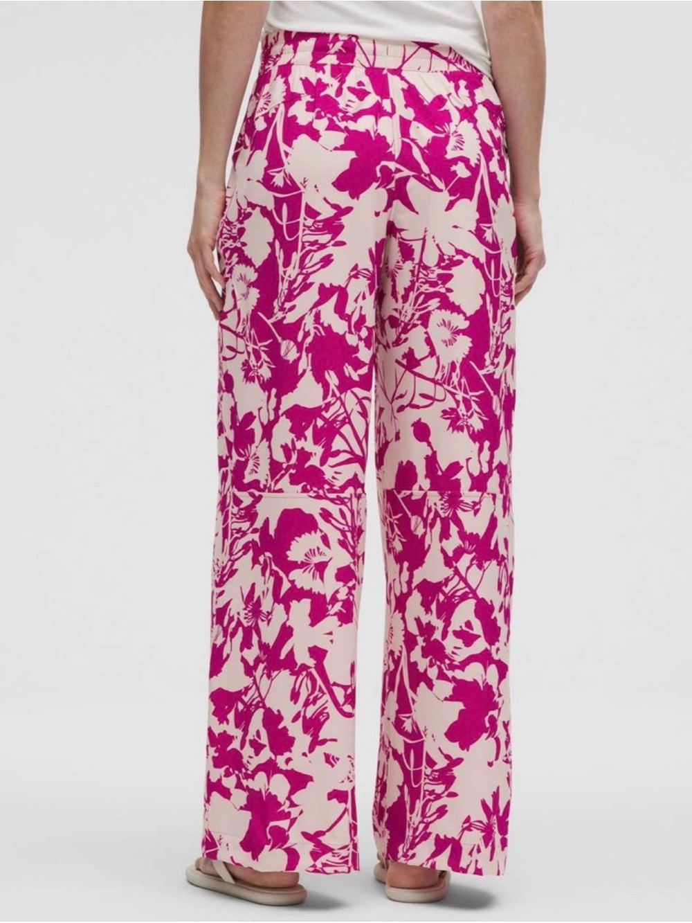 NWT Lululemon Swift Mid-Rise Wide-Leg Pant Wildflower Light Ivory Geranium Pink - Picture 4 of 10